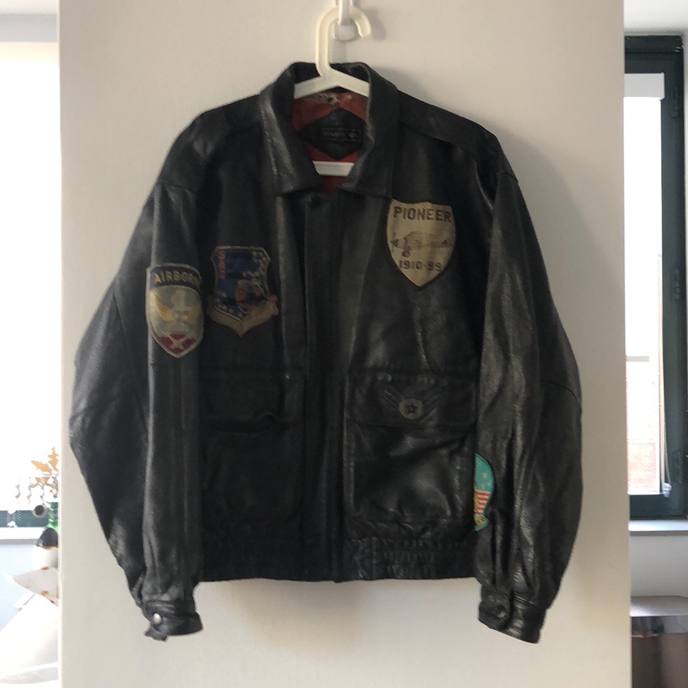Vintage leather bomber jacket